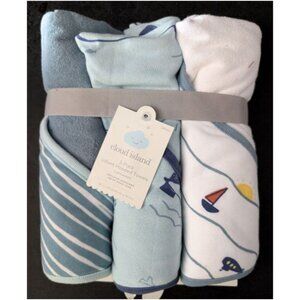 Cloud Island Baby 3pk Boys' Seaside Hooded Towel Blue